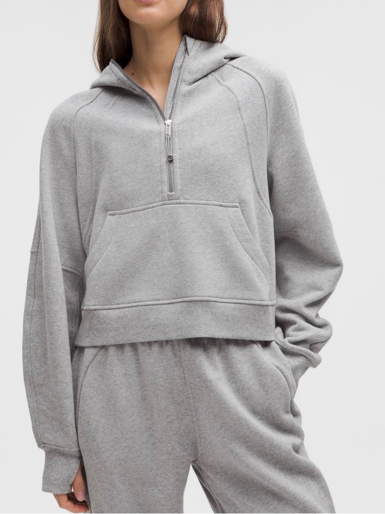 Lululemon Athletica Light Gray Half-Zip Hooded Pullover